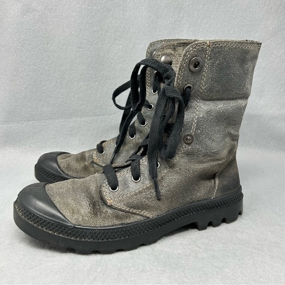 Palladium Women’s Lace Up Canvas Ankle Boots In Grey Size US 7 - Picture 1 of 11